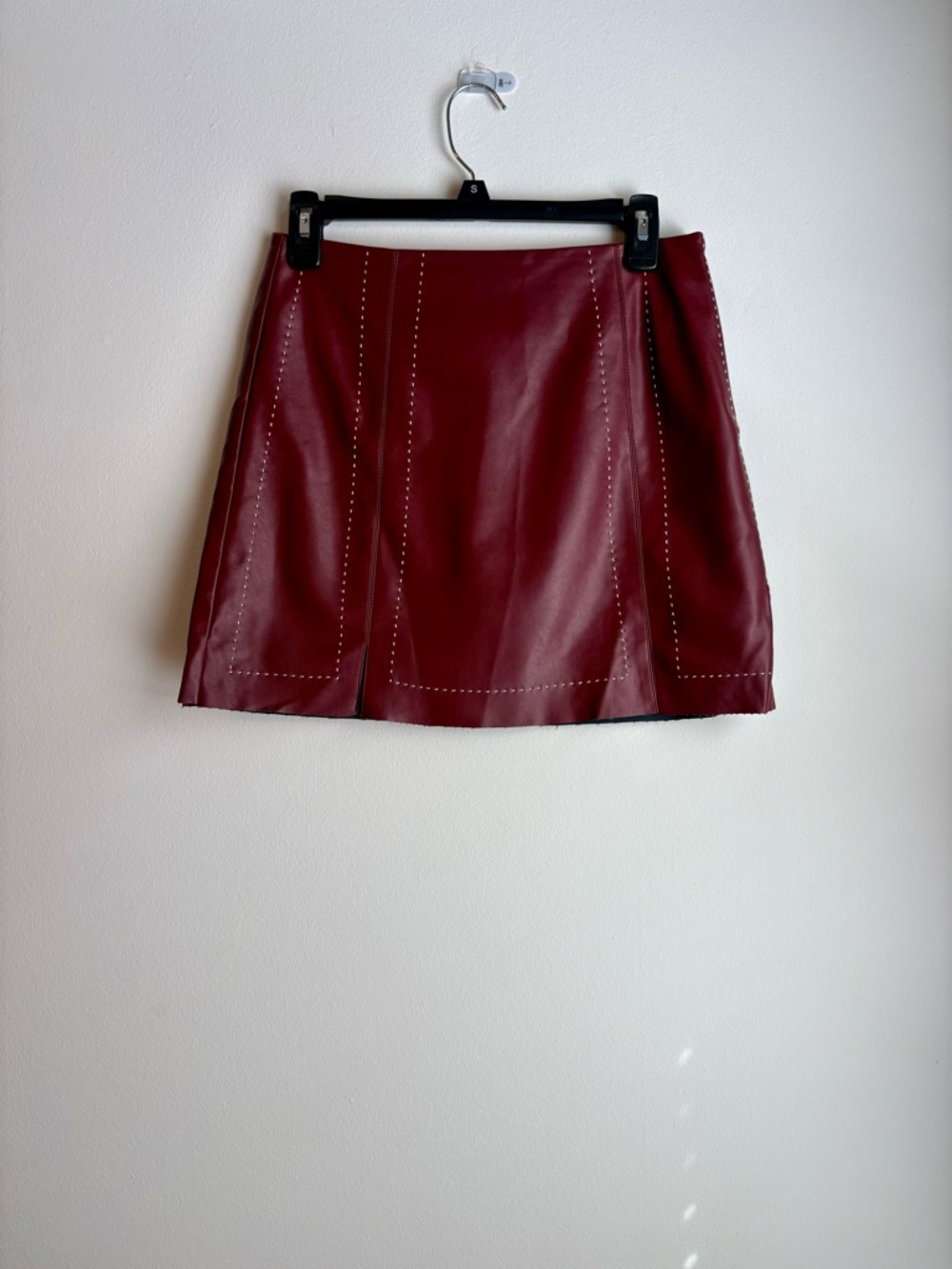 Faux Leather Mini Skirt in Deep Burgundy